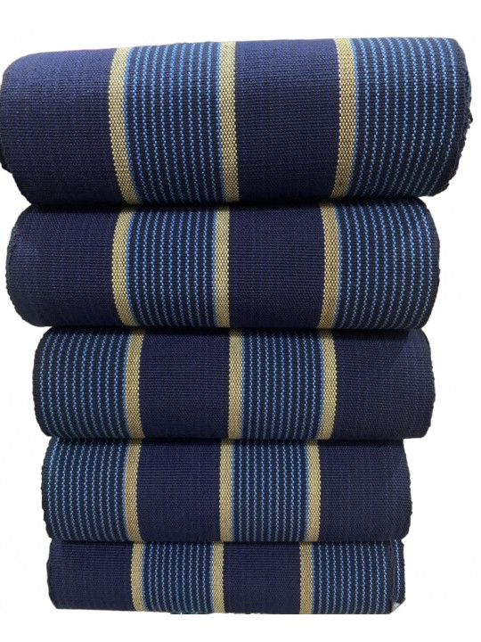 New Stripped Aso Oke Bundle Fabric | Blue | Gold
